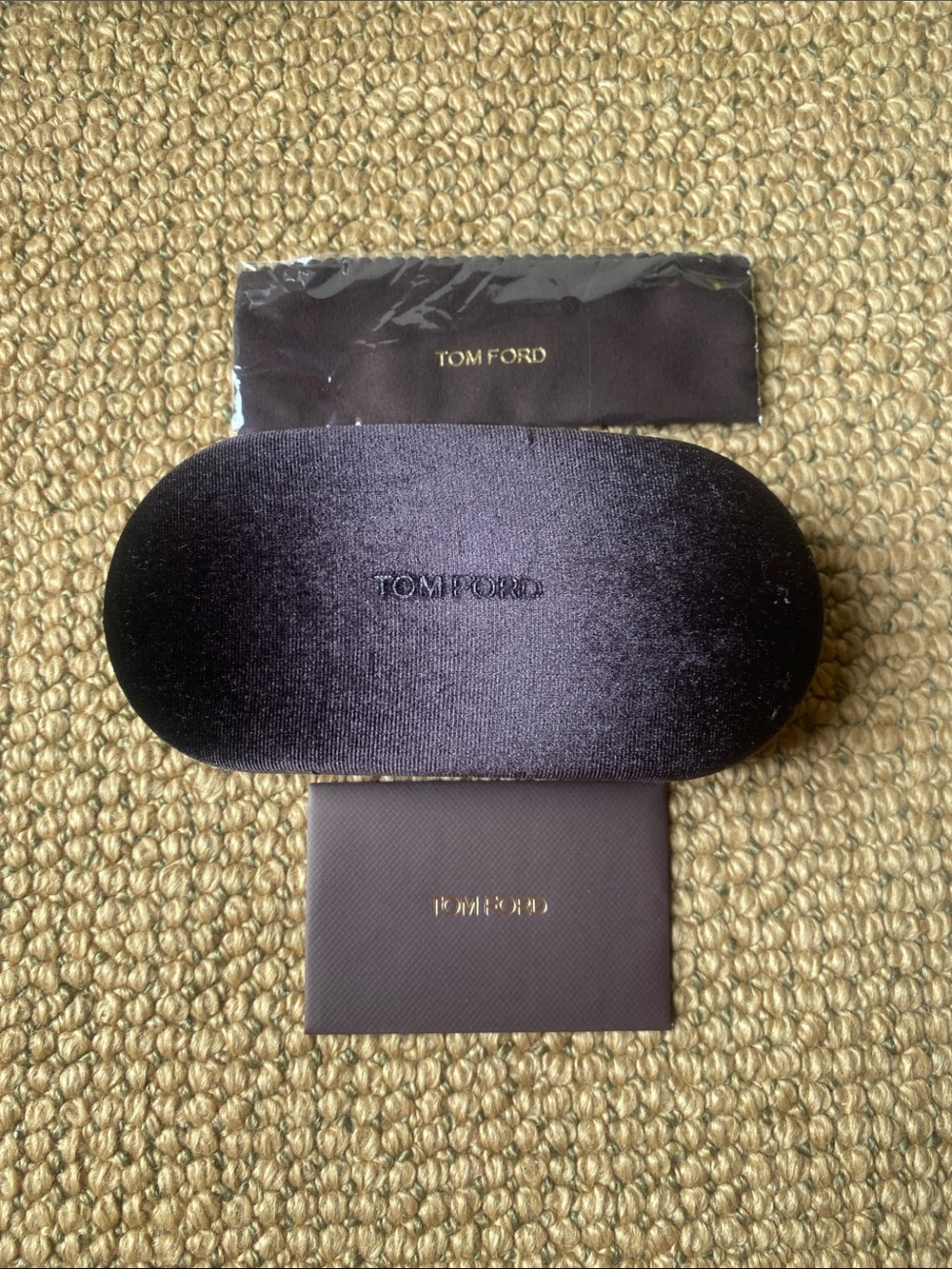 Tom Ford brown Velvet Eyewear Case with Branded cleaning Sleeve NWT